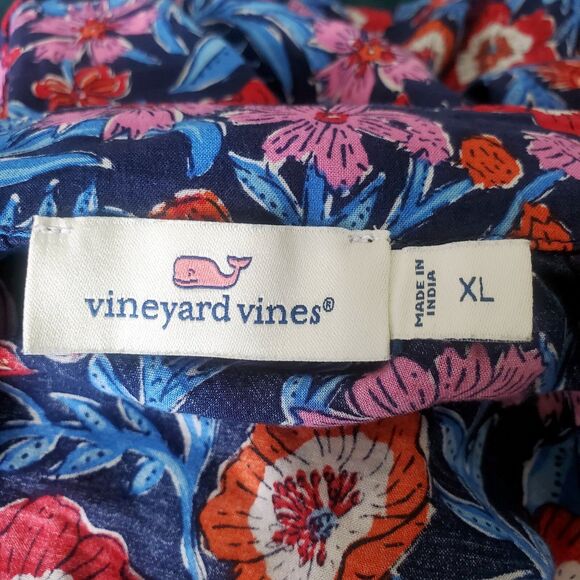 Vineyard Vines Tisbury Floral Square Neck Top Womens Size XL Buttoned Cuffs - Picture 9 of 11